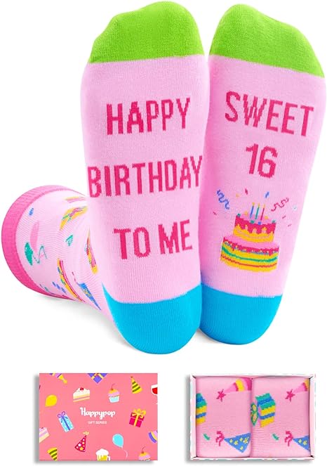HAPPYPOP Funny Crazy Cool Birthday Gifts for Girls Boys, Birthday Socks for Women Men
