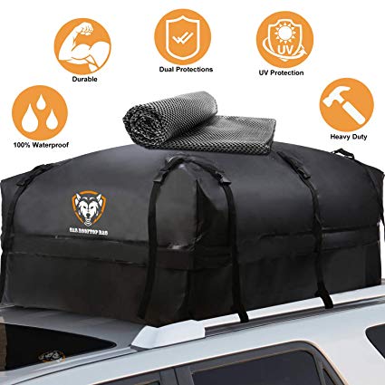 Waterproof Rooftop Cargo Carrier - Heavy Duty Roof Top Luggage Storage Bag with Anti-slip Mat   10 Reinforced Straps   6 Door Hooks - Perfect for Car, Truck, SUV, Van With/Without Rack - 19 Cubic Feet