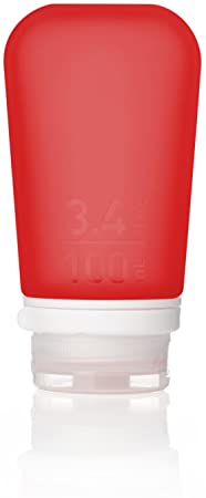 humangear GoToob  Refillable Silicone Travel Size Bottles with Locking Cap, Red, Large (3.4oz)