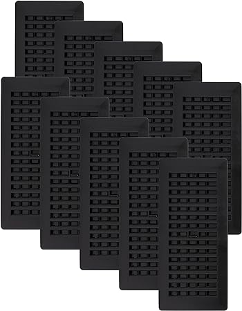 Decor Grates PL410ZIP-BLK-10 Louvered Plastic Floor Register, 4x10 Inches, Black Finish, (Pack of 10)