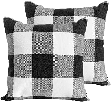 JUEYINGBAILI Throw Pillow Covers 18×18 Decorative Buffalo Check Plaid Pillow Cover - Farmhouse Christmas Square Pillowcases Set of 2 for Home Decor Sofa Bedroom Car