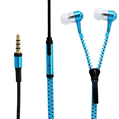 Mimgo Store deploymentincbluezipper In-ear Zipper Style Tangle Free Earphones Headphones - Blue