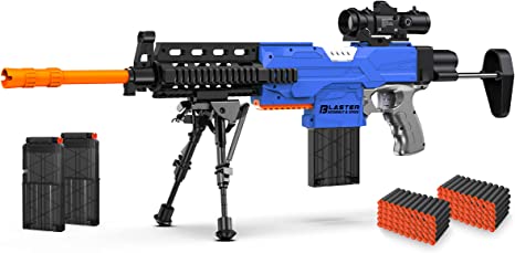 SnowCinda Toy Gun for Nerf Guns Full Auto Sniper Gun with 100 Darts Automatic Machine Gun Soft Bullets Toy Foam Blasters & Guns for Boys 6-12