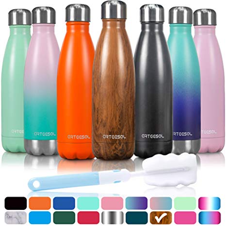 arteesol Insulated Water bottle 350ml 500ml 750ml Stainless Steel Water Bottle BPA Free Double-walled Vacuum Flask for Sports Hot and Cold for 12 Hours