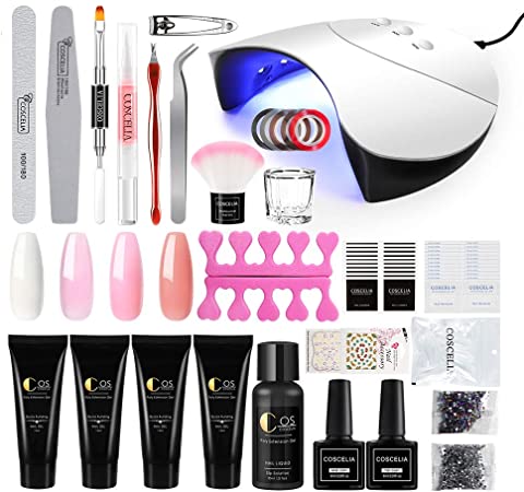 Gel Nail Starter Kit Soak Off Gel Polish 5 Colors with 24W LED Nail Lamp Top Coat and Base Coat Sanding File Nail Remover Manicure Professional Tool Set