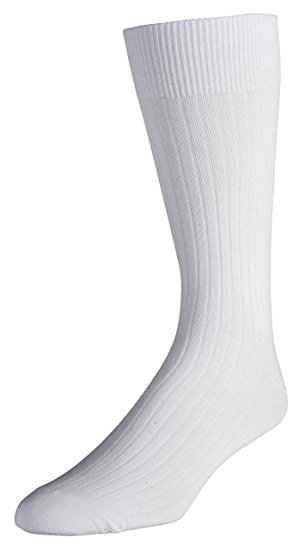 Classic Men's 3-Pack Soft Ribbed Cotton Crew Dress Socks-White