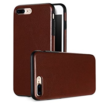 iPhone 7 plus Case ALYEE Soft TPU and PU Leather 5.5inch with IMD Craft Double Protective 7plus Cases Cover for iPhone7 plus cases (Brown)