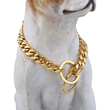 Metal Dog Collar Stainless Steel 15mm Pet Chain Necklace