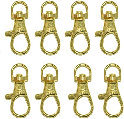 ALL in ONE Lobster Claw Swivel Clasps Lobster Snap Clasp Hook for Key Ring DIY Jewelry Making 1-1/2"x5/8" (Gold - 20pcs)