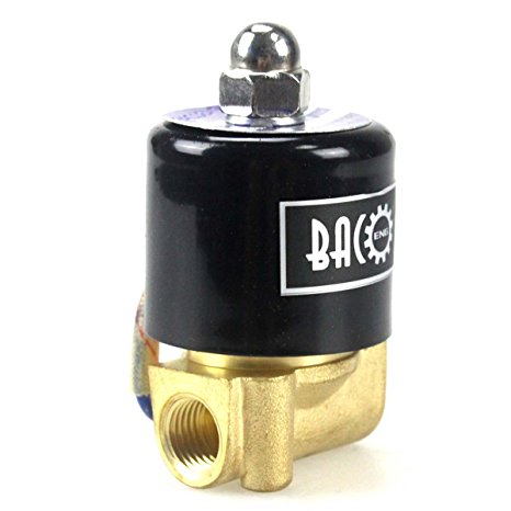 BACOENG 1/4" AC110V Electric Solenoid Valve (NPT, Brass, Normally Closed)