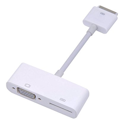 GooDGo iPad Connector to VGA Adapter Converter Cable for iPhone 4 4S iPad 2 3 with Built-in Charger