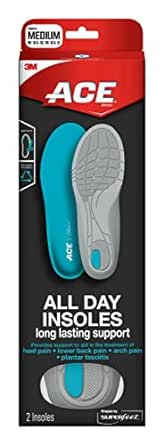 ACE Insoles All Day, Shaped by Superfeet, Long Lasting Support, One Pair, Medium