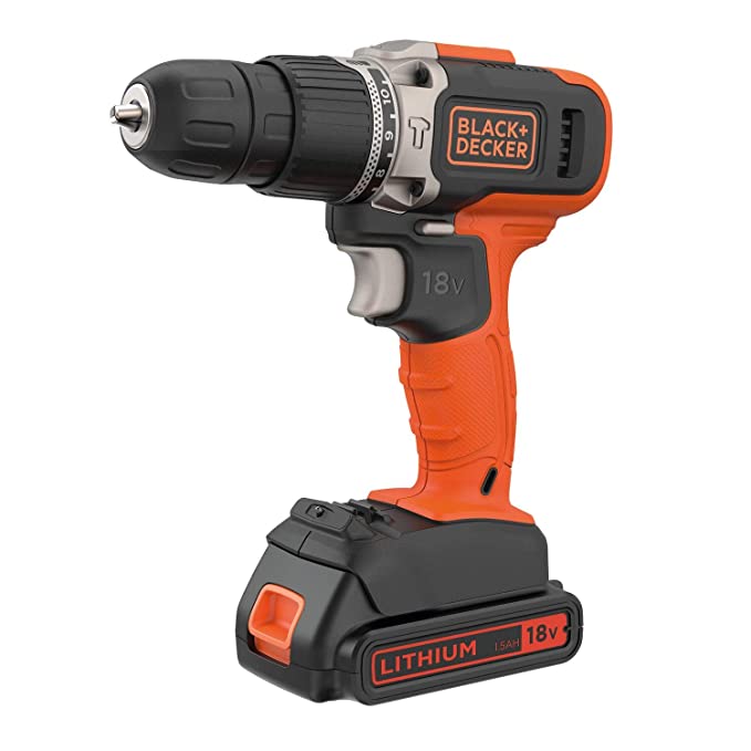 BLACK DECKER BCD003C1-QW 18V 10mm Cordless Hammer Drill Machine with 1x1.5Ah Li-ion Battery