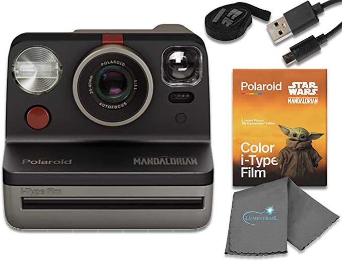 Polaroid Now I-Type Instant Film Camera - Star Wars The Mandalorian Edition Bundle with The Mandalorian Color i-Type Film Pack (8 Instant Photos) and a Lumintrail Cleaning Cloth