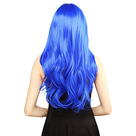 Neitsi 100% Kanekalon Fiber 22"-24"(55-60cm) 225g/pc Women's Girl's Cosplay Long Synthetic BOB Hair Wigs Halloween Party (Blue)