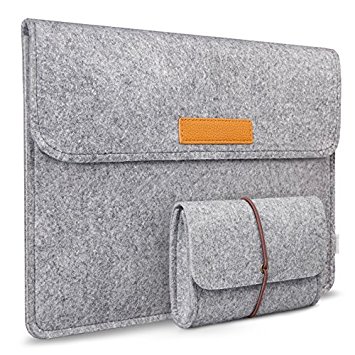 Inateck 15.4 Inch MacBook Pro Retina Case/ Dell XPS 15 Sleeve, with Small Case for Accessory, Light Gray