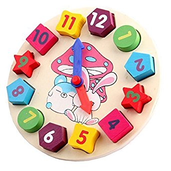 Wooden Shape Sorting Clock Teaching Clocks for 3 4 5 Years Old Toddlers Kids