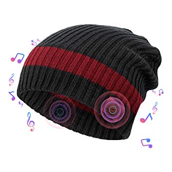 Romanda Bluetooth Music Hat, Wireless Beanie Headset with Powerful Bass, Bluetooth Cap Handsfree Washable Suitable for Outdoor Sports Running Skiing Skating Cycling