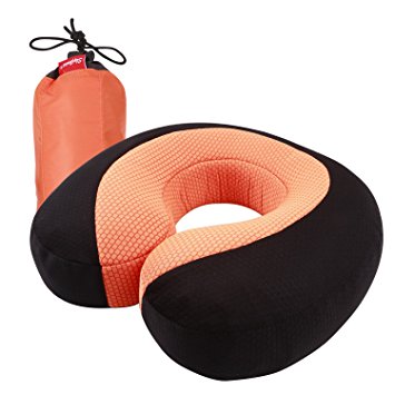 Heating Inflatable Travel Neck Support Pillow For Neck Pain W/ Graphene Fast Heating Technology. 5V 1A USB Powered. Portable For Airplanes Sleeping