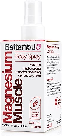 BetterYou Magnesium Muscle Body Spray, Sports Recovery, Natural Source of Magnesium Chloride, Helps Reduce Recovery Time and Soothes Hard-working Muscles, 100ml (600 Sprays)