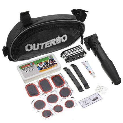 OUTERDO Bike Repair Tools Kits 14 in 1 Multi-use Repair Tools Kits Bag with Mini Pump