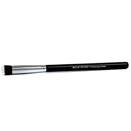 Under Eye Concealer Brush - Beauty Junkees Mini Flat Top Kabuki with Synthetic Bristles for Concealing, Blending, Setting, Buffing with Powder, Liquid, Cream Cosmetics, Vegan Makeup Brushes