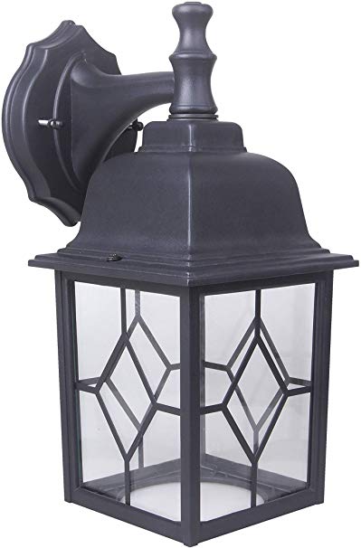 LIT-PaTH Outdoor LED Wall Lantern, Wall Sconce as Porch Light, 11W (100W Equivalent), 1000 Lumen, Aluminum Housing Plus Glass, Matte Black Finish, Outdoor Rated, ETL and ES Qualified