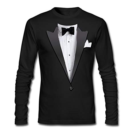 Spreadshirt Tuxedo Jacket Costume Bow Tie Men's Long Sleeve T-Shirt by Next Level