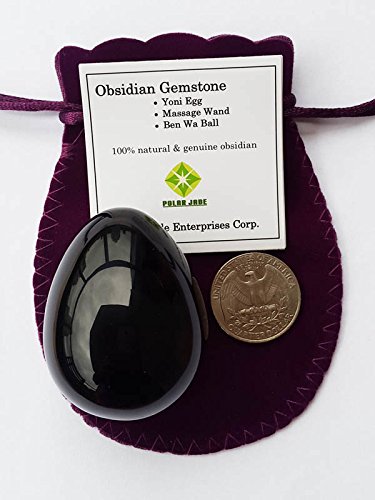 Large Size Yoni Egg, Pre-drilled, Made of Obsidian Gemstone, Entry Level Affordable, Manually Polished, with Certficate and Instructions, For Strengthening Love Muscles to Battle Urinary Incontinence, by Polar Jade
