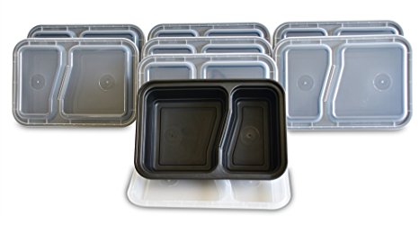 yohino Meal Prep Containers with Leak Resistant Lids (8-Piece Set) - Reusable, 2 Compartment Bento Box for Lunch - Food Portion Control - Supports Healthy Eating, Weight Loss and Diet Plans