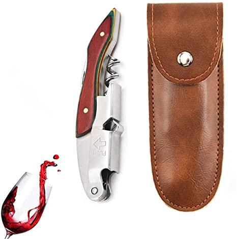 INTSCM Waiters Corkscrew Professional Waiter’s Corkscrew - Rosewood Handle All-in-one Corkscrew, Bottle Opener and Foil Cutter, Used By Sommeliers, Waiters and Bartenders Around The World