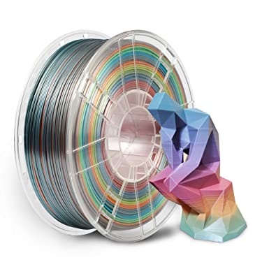 Silk Rainbow PLA 3D Printer Filament 1.75mm，No-Tangling No-Clogging Dimensional Accuracy  /- 0.02 mm, 1kg Spool，Rainbow PLA Multicolor