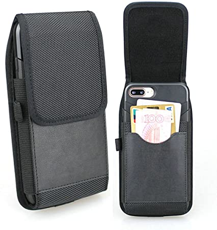 aubaddy Vertical Nylon Belt Holster Case for iPhone 11 Pro Max/iPhone Xs Max/iPhone 6/6s/7/8 Plus/Motorola One Zoom/Moto G Power/Moto G Stylus/Moto G7 - Fits with Thin Case (Black)