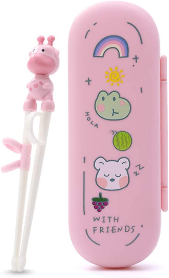 Wakaka Chicken Shape Chopsticks, Easy to Use Training Chopsticks for Children and Adults, Made With Non-Toxic Dishwasher-safe Reusable Chopstick Set (Pink Deer)