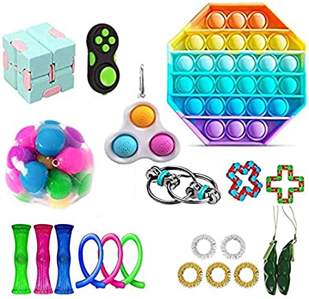 Yiulangde Push Pop Fidget Sensory Toys Pack Cheap, Stress Relief Anxiety Bundle Tools for Kids Simple-Dimple Sensory Game Kill Time 21 Pack