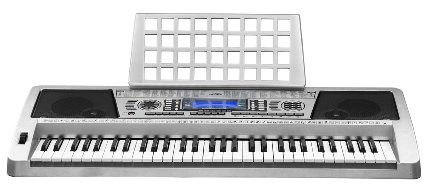 Knox Portable Music Keyboard with 61 Touch Sensitive Keys MIDI output and Power Adapter Silver