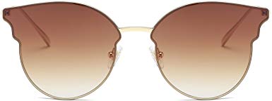 SOJOS Fashion Cateye Women Sunglasses Mirrored Lens Stainless Steel Frame SJ1055