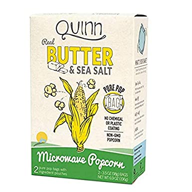 Quinn Popcorn, Butter and Sea Salt Mircowave Popcorn, 6.9 Ounce (Pack of 6)