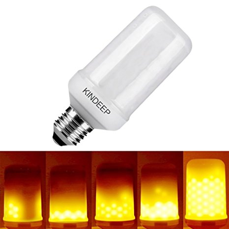 Flame bulb, KINDEEP E27 LED Flame Flickering Effect Fire Light Bulbs, Simulated Decorative Atmosphere Lamps for Hotel/ Bars/ Home Decoration(Pack of 1)