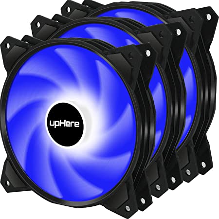 upHere Long Life 120mm 3-Pin High Airflow Quiet Edition Blue LED Case Fan for PC Cases, CPU Coolers, and Radiators 3-Pack,PF120BE3-3