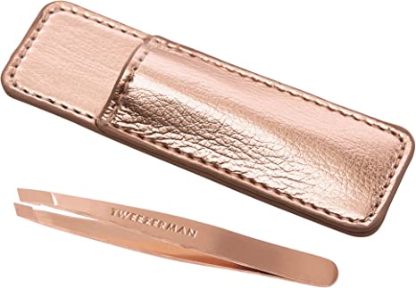 Tweezerman Rose Gold Mini Slant Tweezer with Case, 1 Count (1254-R)