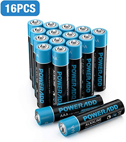 Poweradd Alkaline AAA Batteries, 1.5 V, Long-Lasting & Durability, Performance Triple A Alkaline Batteries, 10-Year Shelf Life, Pack of 16