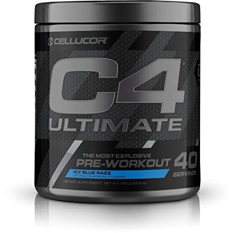 Cellucor C4 Ultimate Pre Workout Powder with Beta Alanine, Creatine Nitrate, Nitric Oxide, Citrulline Malate, and Energy Drink Mix, Icy Blue Razz, 40 Servings