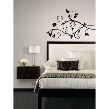 RoomMates RMK1799SCS Scroll Branch Foil Leaves Peel and Stick Wall Decals