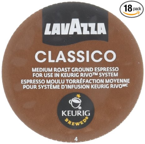 Lavazza Espresso Classico Keurig Rivo Pack, 18 Count