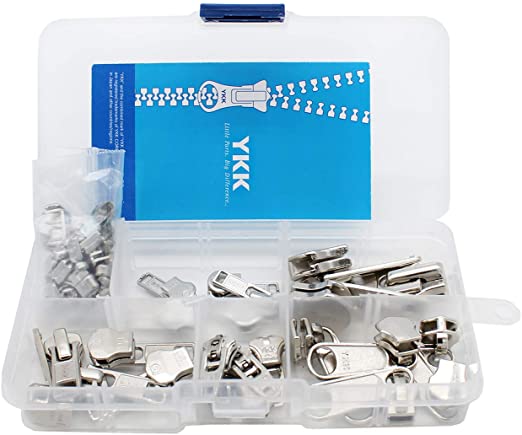 Zipper Repair Kit Solution Metal YKK Assorted Aluminum Slider Easy Container Storage Sets of #3, #4.5, #5, and #10 Include #3, #4.5, #5 and #10 Top - Bottom Stops Both (Made in USA) 23 sets