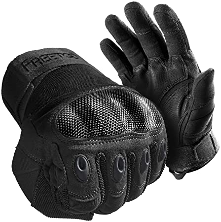 FREETOO Tactical Gloves for Men Military Gloves with Knuckle Protection Black Shooting Gloves for Airsoft Paintball Motorcycle and Heavy Duty Work,Black