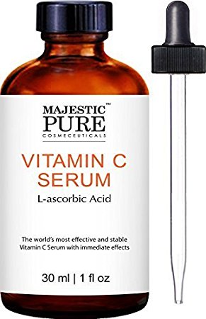 Majestic Pure Vitamin C Serum L-ascorbic Acid for Age Spots,Wrinkles, Sun Damage and Dark Circles Under the Eyes, 1 Fluid Ounce by Majestic Pure