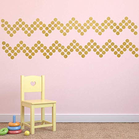(210) 2" Gold Polka Dot Decals - Removable Peel and Stick Circle Wall Decals for Nursery, Kids Room, Mirrors, and Doors