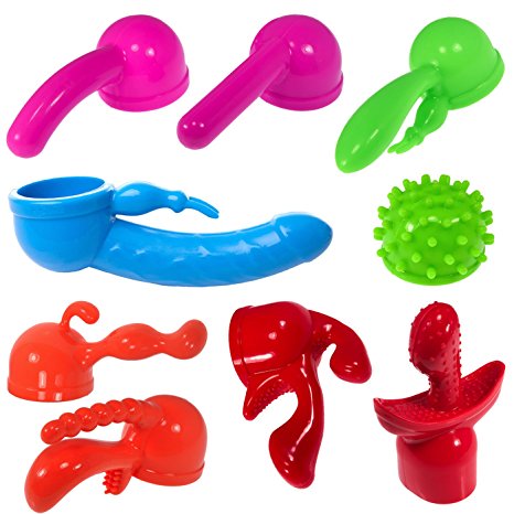 All U Can Handle - 9 Wand Candy Premium Silicone Wand Massager Attachments (Rainbow1)
